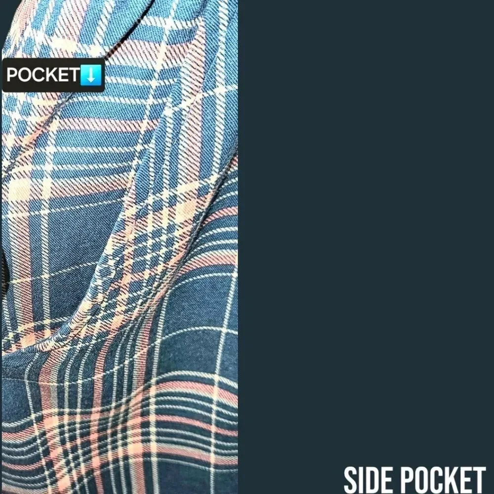 TORRID Blue & Pink Plaid Long Sleeve Stretch Challis Zip-Front Midi Dress 2X